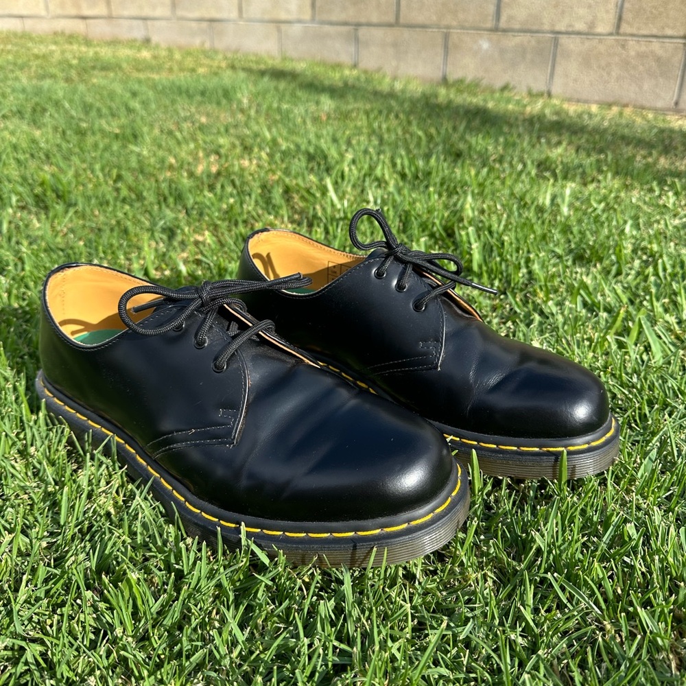 Dr. Martens Black and Yellow Oxford Shoes